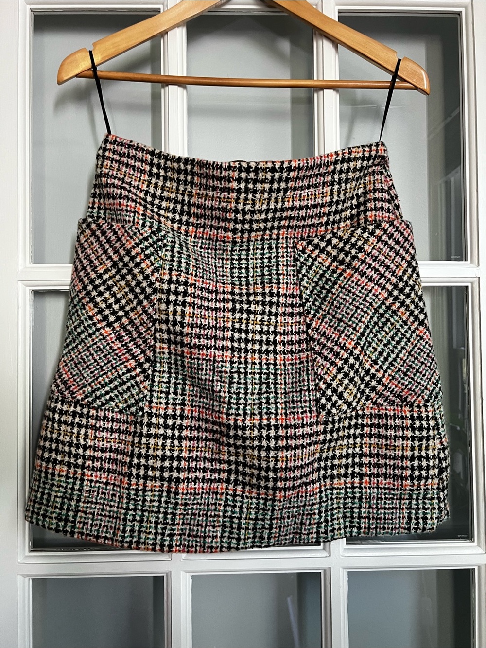 Maeve Multicolor Houndstooth Tweed Mini Skirt